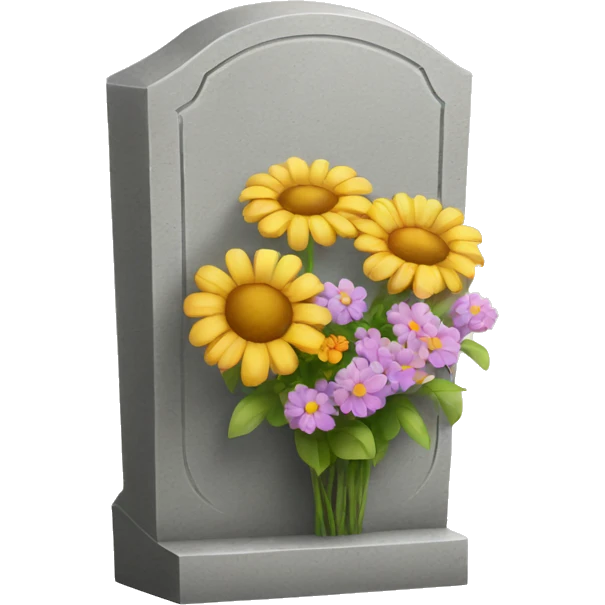 headstone with flowers emoji