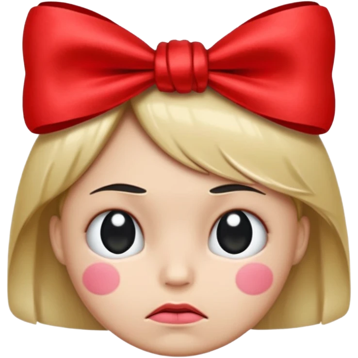 Red bow on a frown face￼ emoji