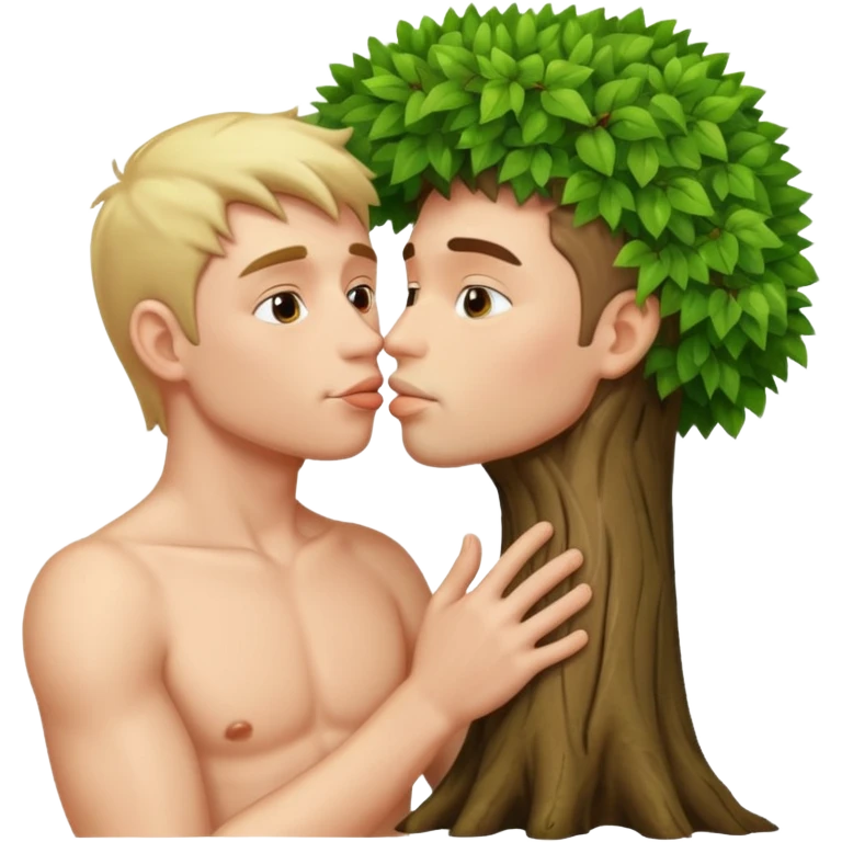Sheep man with no shirt kissing a tree emoji