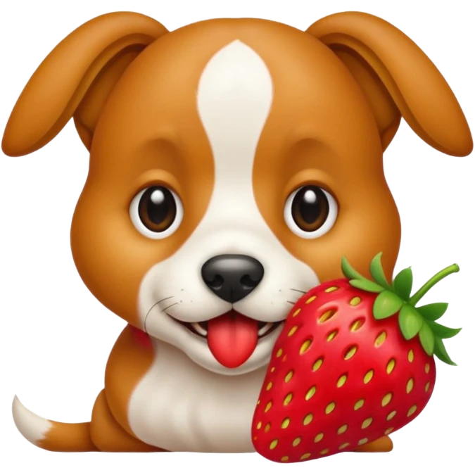 Dog eating strawberry emoji