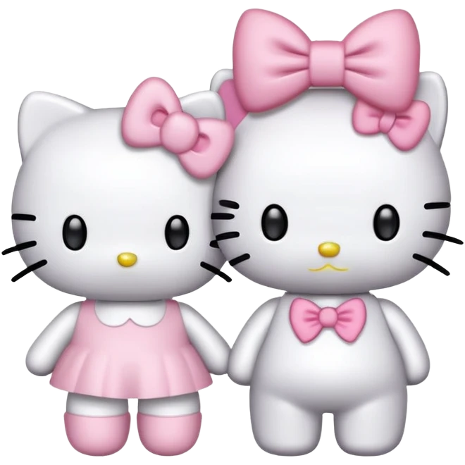 Hello kitty with a light pink bow together with a cute small hello kitty with a light pink bow emoji