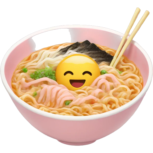Ramen in a light pink bowl emoji