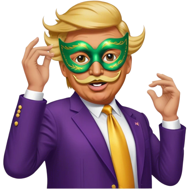 Donald trump dancing at Mardi Gras with a moustache  emoji