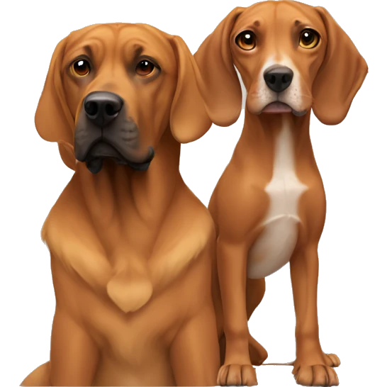 white male with long rainbow colored hair alongside a brown rhodesian ridgeback emoji