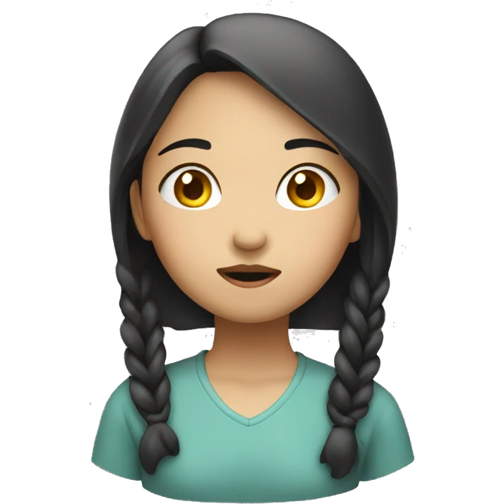 an asian girl thinking, not convinced emoji