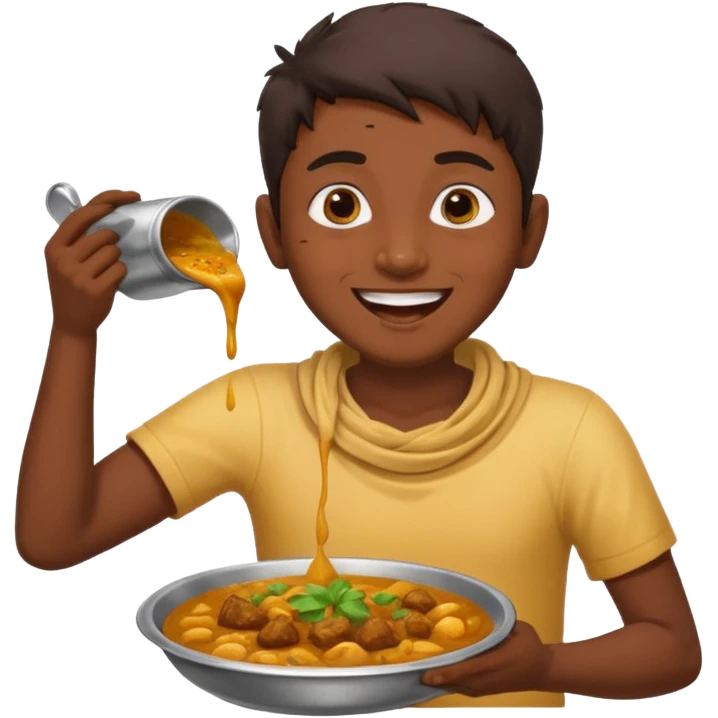 fat indian person chugging curry emoji