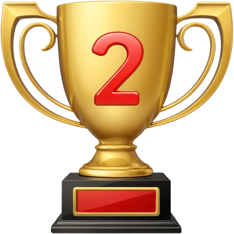 second place trophy with a number two engraved emoji