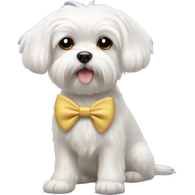white Maltese with bow emoji