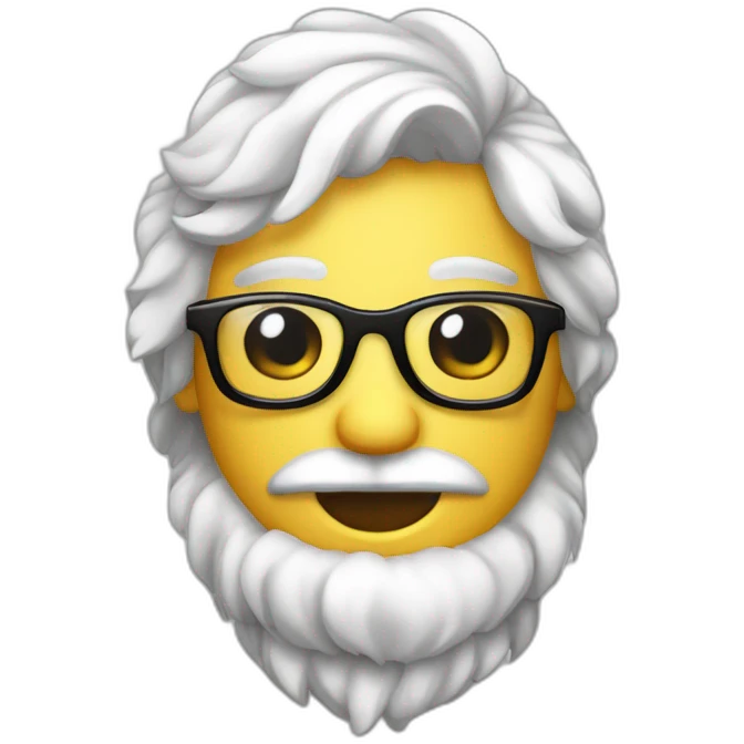 calvo con perilla blanca y gafas emoji
