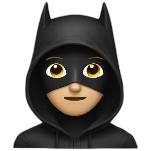 Hacker with black batman hoodie with face mask emoji emoji