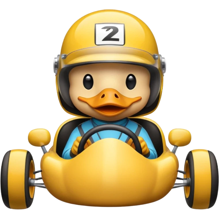 duck driving a race car emoji