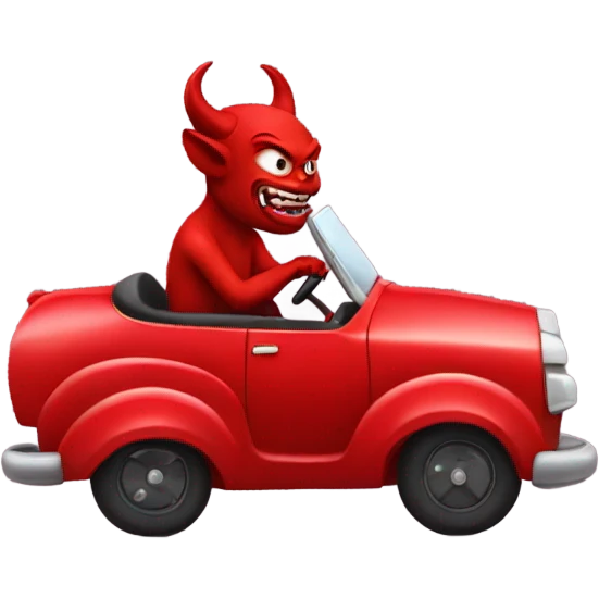 Devil riding red car emoji
