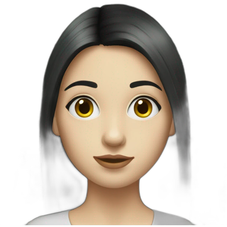 hyperrealist caucasian girl black straight hair money emoji