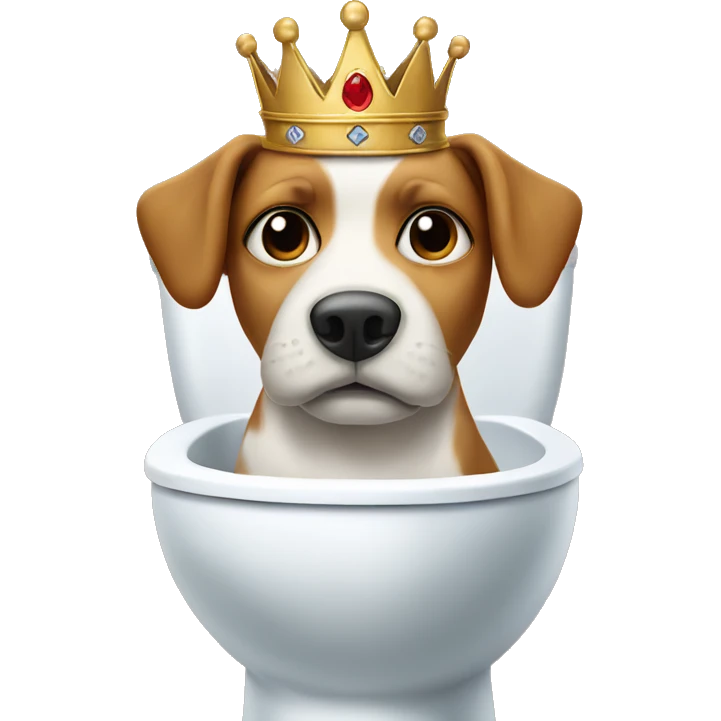 dog with crown sitting in toilet emoji