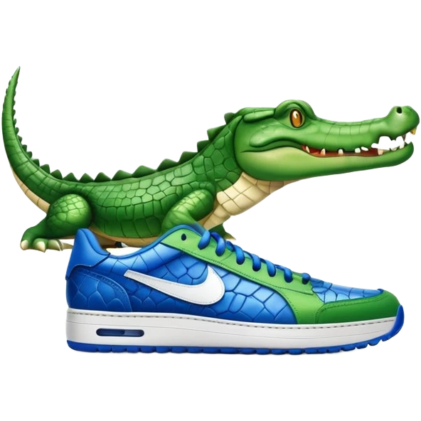 Un cocodrilo con zapatillas nike azules emoji