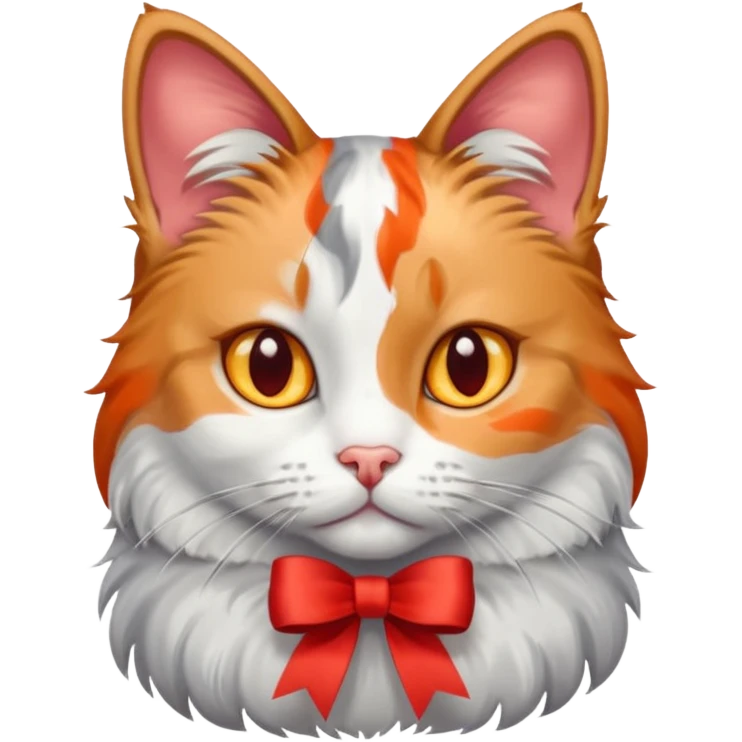 Dilute calico cat with ribbon emoji