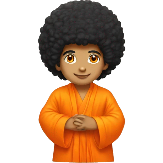 Sathya sai baba black hair with orange robe  emoji