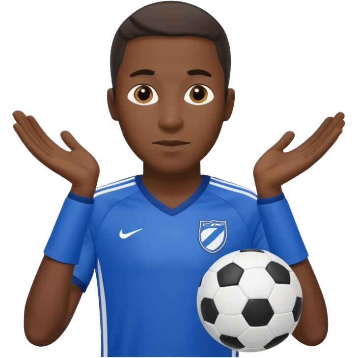 black soccer player man blue white jersey emoji