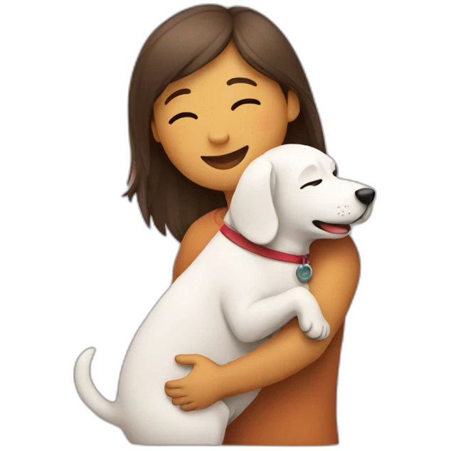 hugging a dog emoji