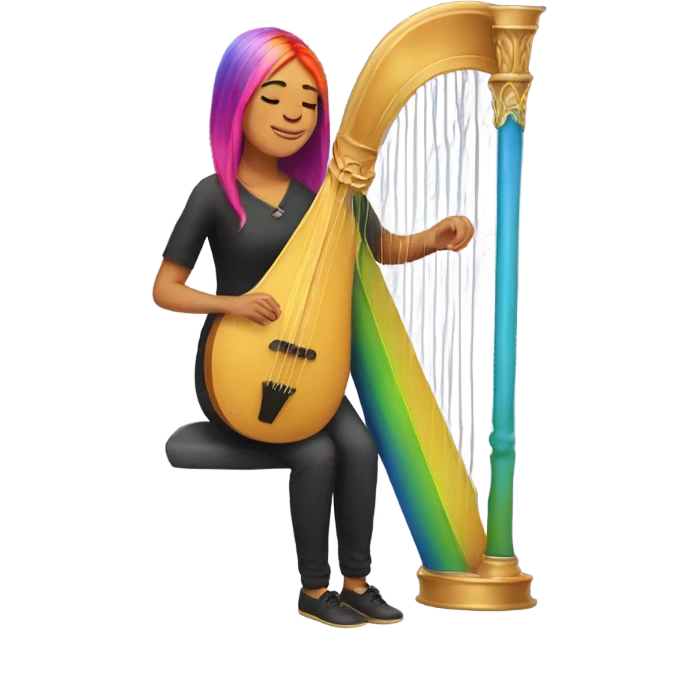 Harpist with rainbow hair emoji