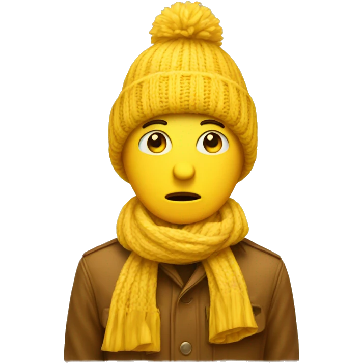 Sad face with yellow hat and scarf  emoji