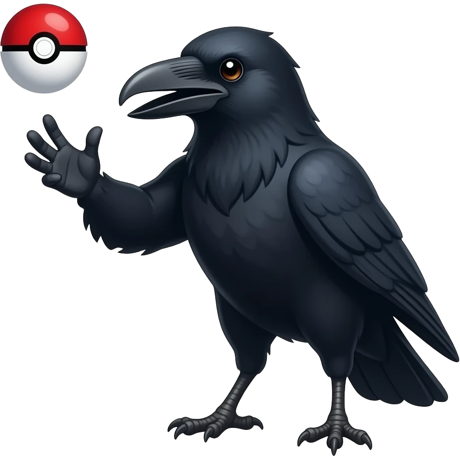 Raven catching pokeball emoji
