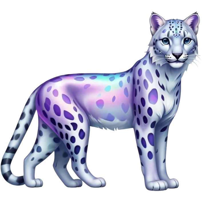 Colorful vibrant transparent iridescent ethereal fantasy-lynx-snow-leopard-animal, full-body emoji
