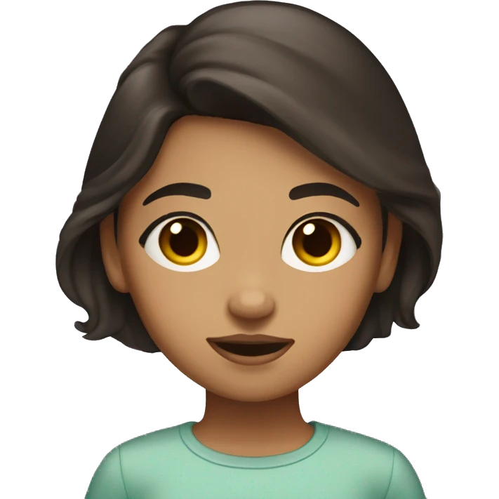 Girl with tan skin and dark brown hair rolling her eyes emoji