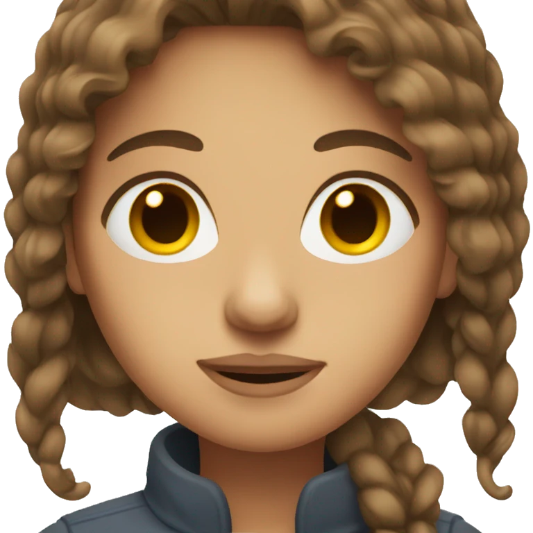 Woman with brown hair and middle part emoji
