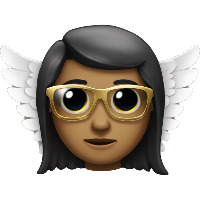 golden archangel, black glasses, black hair emoji