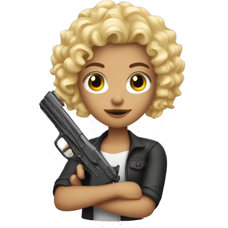 Blonde Curly hair girl with plastic gun emoji