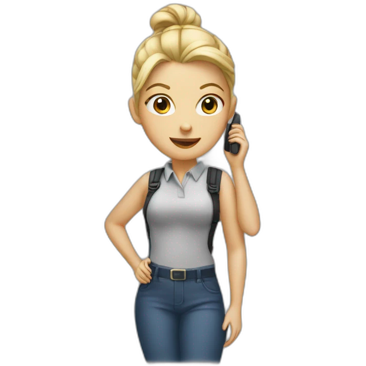 girl with her blonde hair in a bun and a walkie talkie emoji