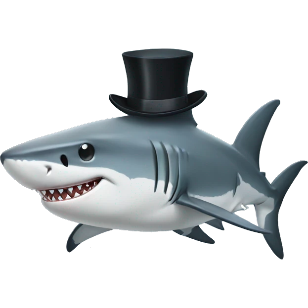 Shark with a top hat🤎 emoji
