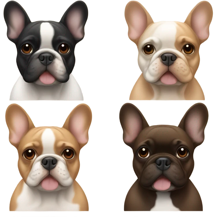 2 French bull dogs Brown & tan with fawn French bulldog friends emoji