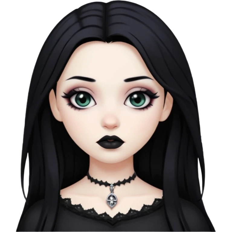 Goth girl black hair emoji