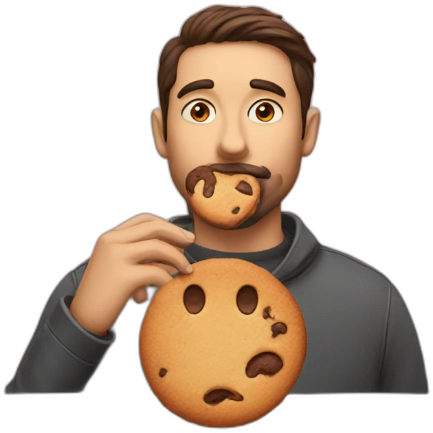 A man is kissing a cookie emoji