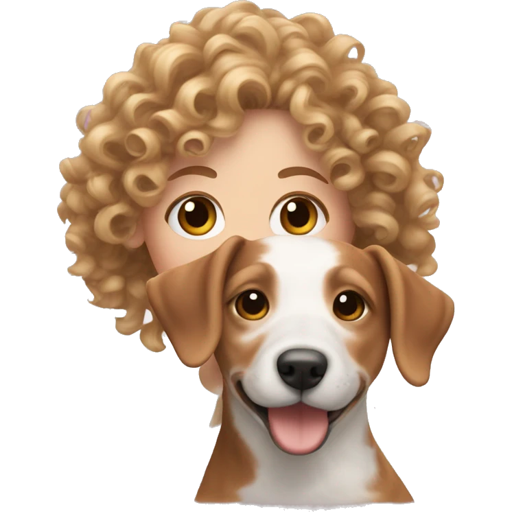 Curly haired white girl with jack russell emoji