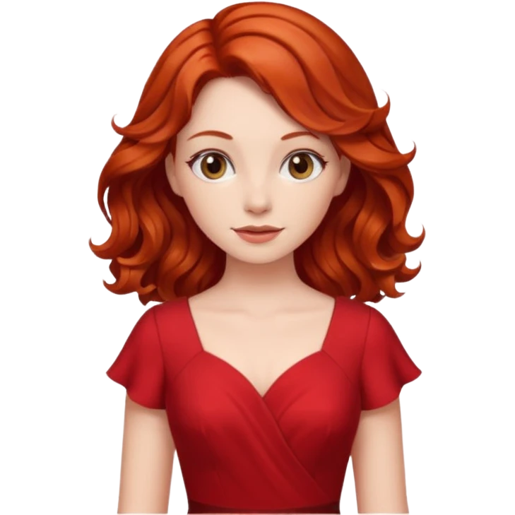 lady in red clothes, wavy hair  emoji