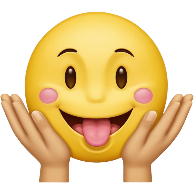 Hands spreading open while a smiley face with its tongue out is in the middle emoji