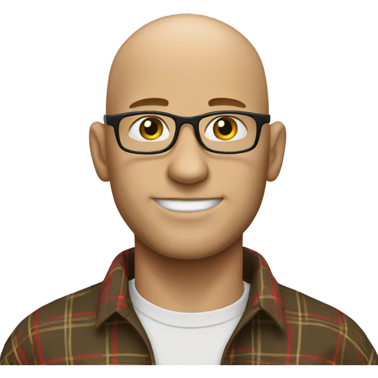 bald man in plaid shirt emoji