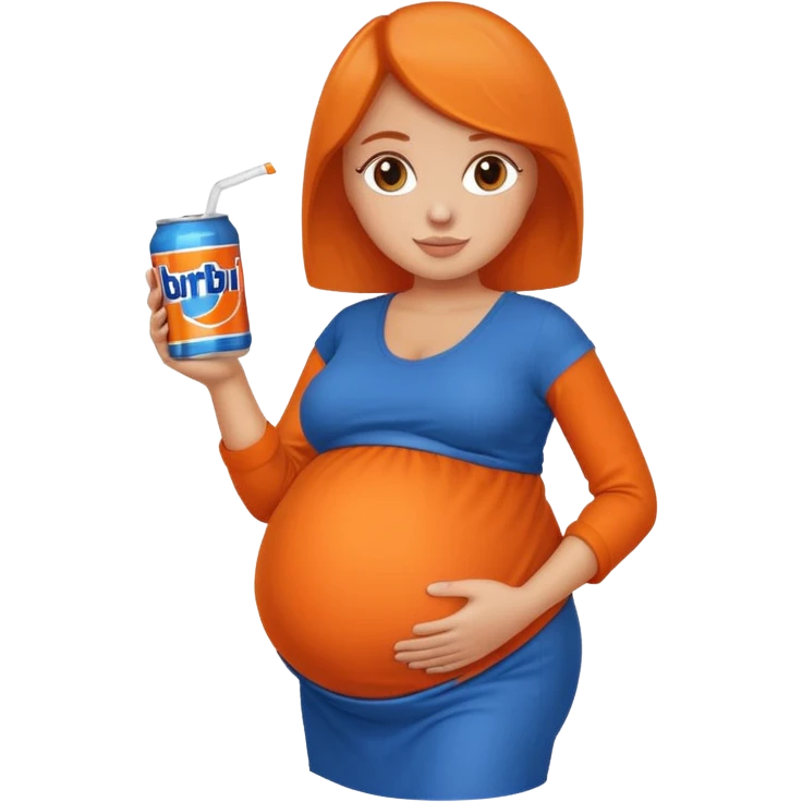 pregnant Irn Bru can emoji, hands on belly, apple style emoji