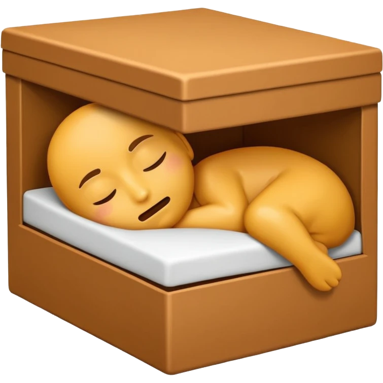 emoji of sleeping box, box is brown colored, open and empty, with a Zzz emoji