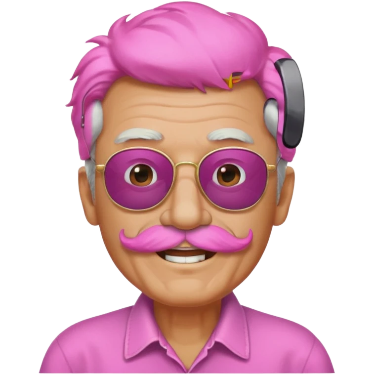 old guy with funny hair and shades and pink mustache emoji