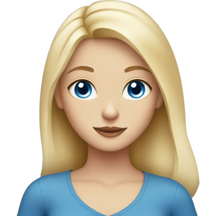 Blonde girl with blue eyes and cat emoji