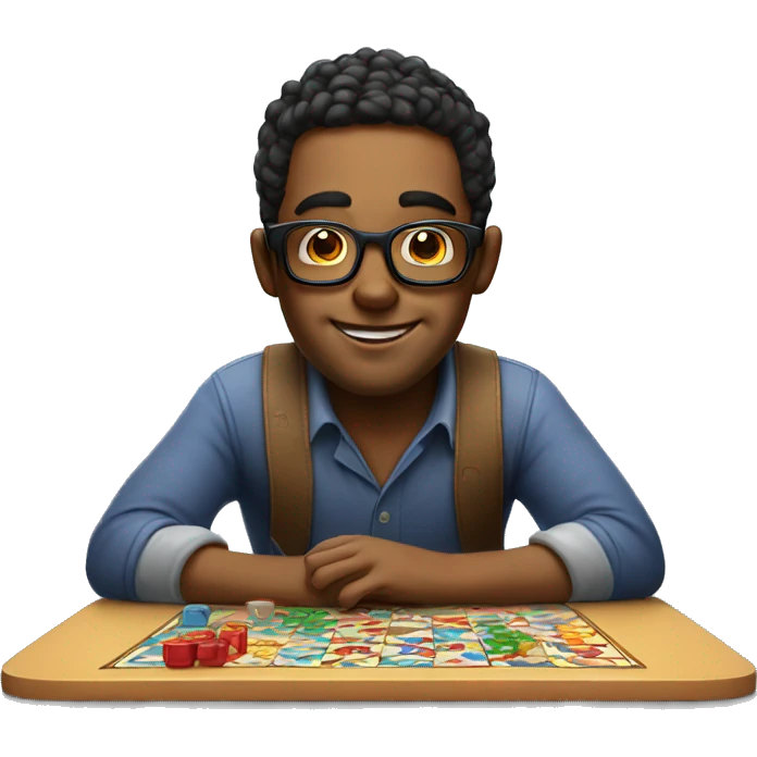 Nerdy guy playing board games emoji