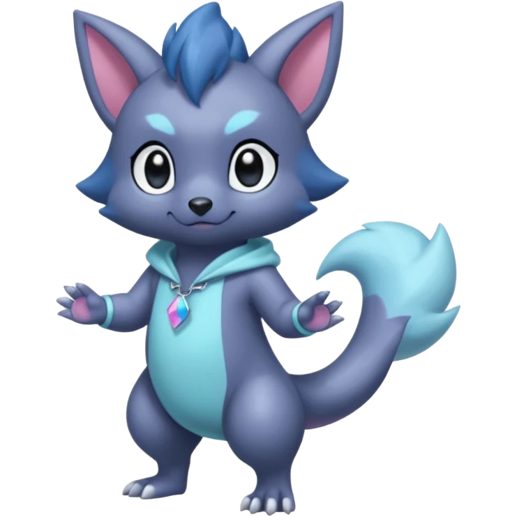 Cute cool handsome baby dark gloomy pastel shiny shimmering smooth soft Poochyena-Zorua-Absol-Salandit-fusion (full body) emoji