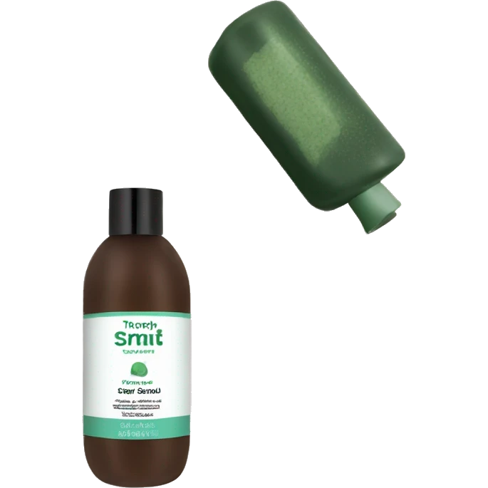 bottle of scalp scrub with label emoji