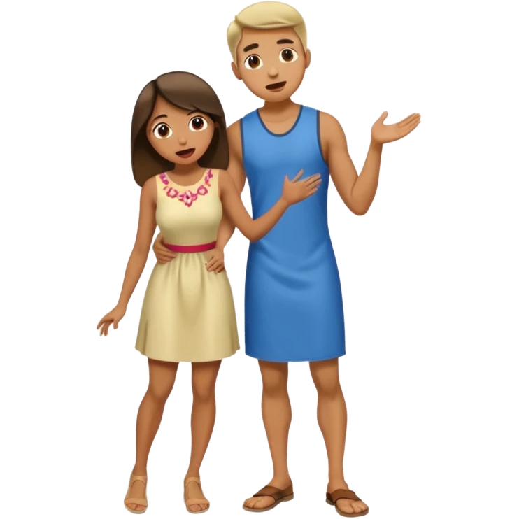 full body of a man on his hands and knees in front of a woman while she stands behind him with her tongue out emoji