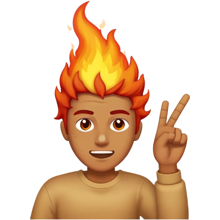 Person with fire head dabbing emoji