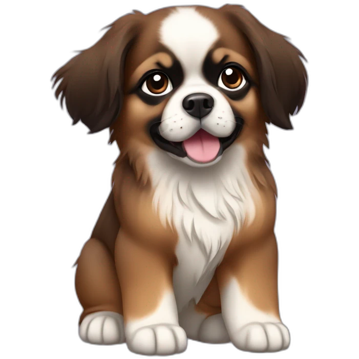 tibetan spaniel puppy with dark colors emoji